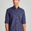 Chemise A Col Italien En Popeline