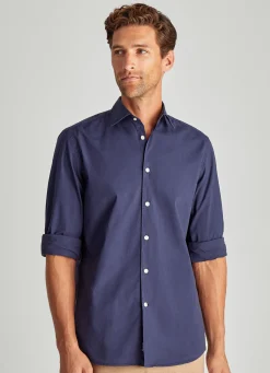 Chemise A Col Italien En Popeline