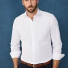 Chemise A Col Italien En Popeline