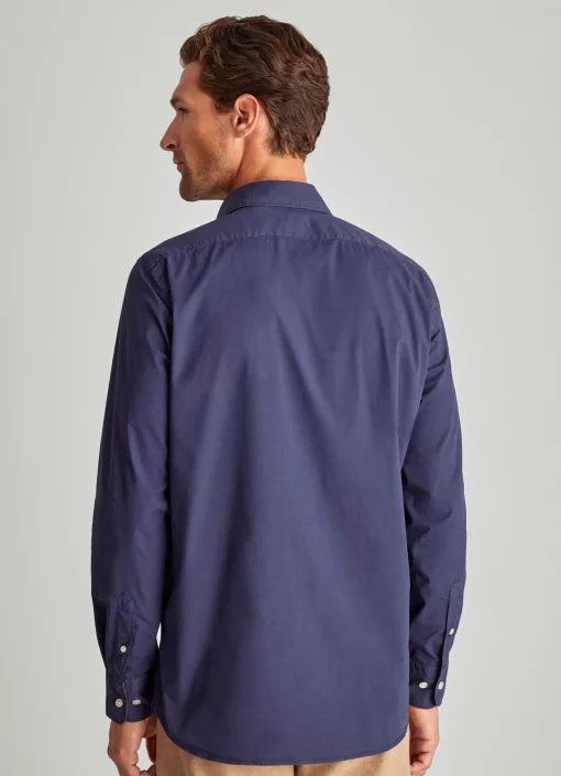 Chemise A Col Italien En Popeline