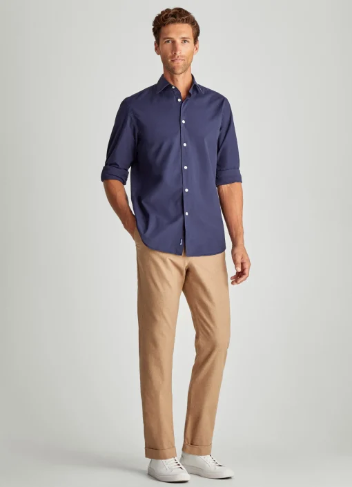 Chemise A Col Italien En Popeline