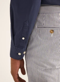 Chemise A Col Italien En Popeline