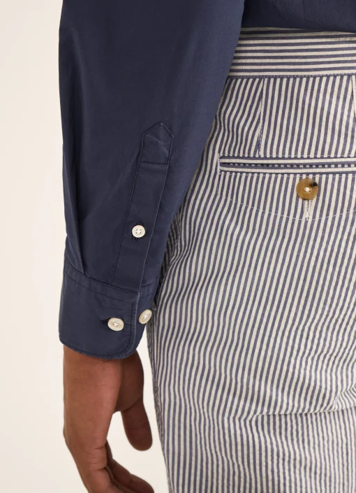 Chemise A Col Italien En Popeline