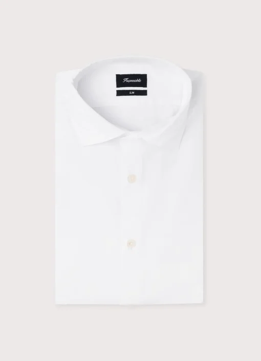 Chemise A Col Italien En Popeline