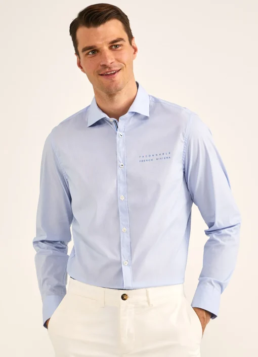 Chemise A Micromotif Raye