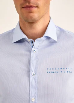 Chemise A Micromotif Raye