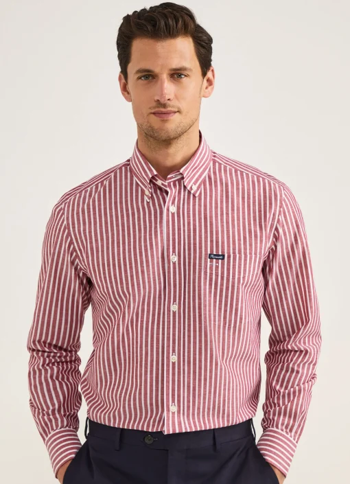 Chemise A Rayures En Coton Et Lin