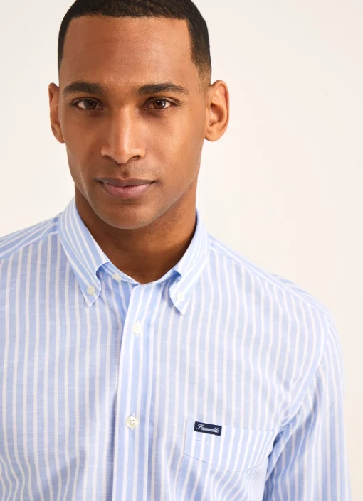 Chemise A Rayures En Coton Et Lin