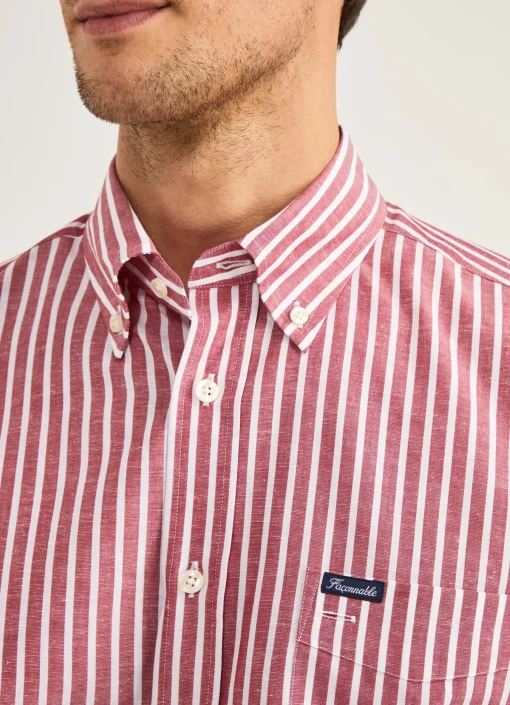 Chemise A Rayures En Coton Et Lin