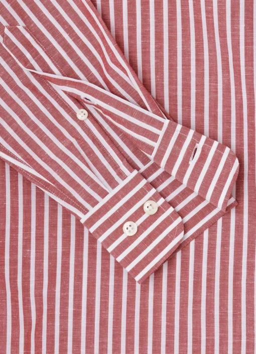 Chemise A Rayures En Coton Et Lin