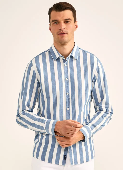 Chemise A Rayures Larges Delavees