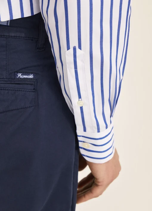 Chemise A Rayures Larges En Popeline