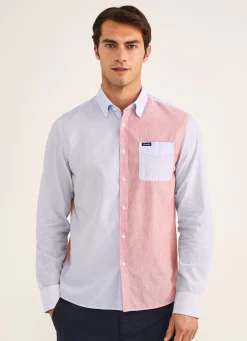 Chemise A Rayures Style Color Block