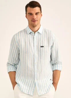 Chemise Imprime A Rayures En Lin