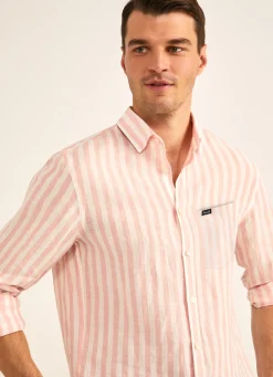 Chemise Imprime A Rayures En Lin