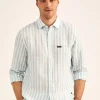 Chemise Imprime A Rayures En Lin