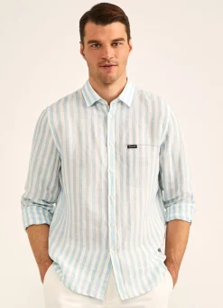 Chemise Imprime A Rayures En Lin