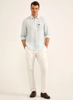 Chemise Imprime A Rayures En Lin