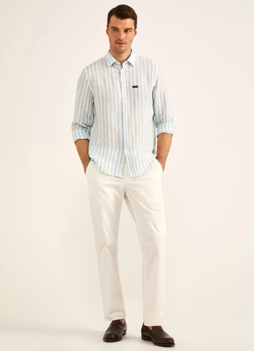 Chemise Imprime A Rayures En Lin