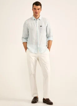 Chemise Imprime A Rayures En Lin