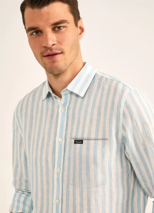 Chemise Imprime A Rayures En Lin