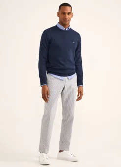Chino En Coton Seersucker Teint