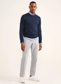 Chino En Coton Seersucker Teint