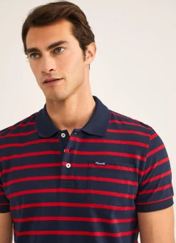 Polo En Jersey De Coton A Rayures