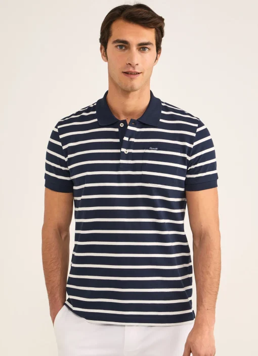 Polo En Jersey De Coton A Rayures