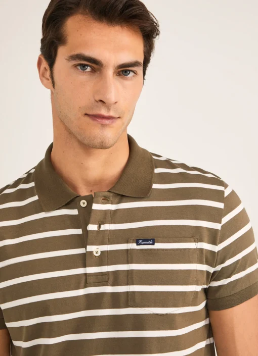 Polo En Jersey De Coton A Rayures