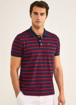 Polo En Jersey De Coton A Rayures