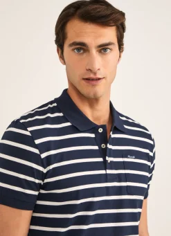 Polo En Jersey De Coton A Rayures