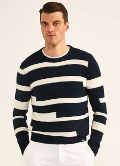 Pull A Rayures En Intarsia