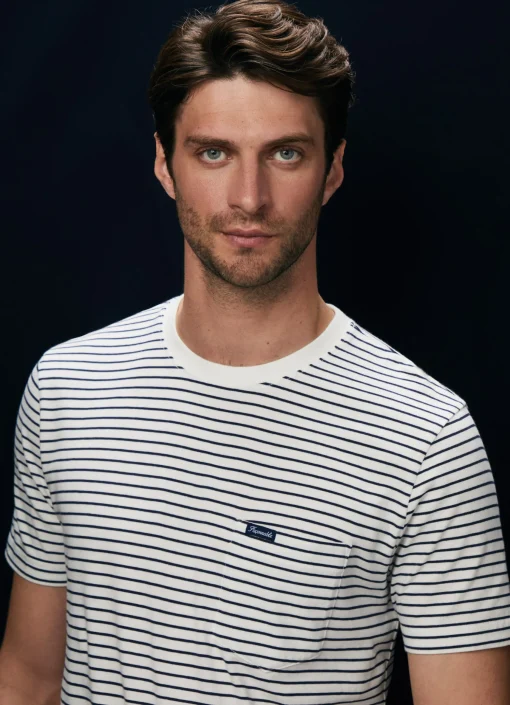 T-Shirt En Jersey De Coton A Rayures