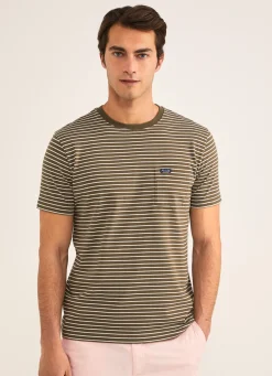 T-Shirt En Jersey De Coton A Rayures