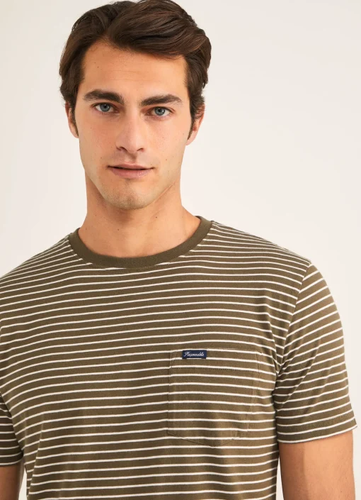 T-Shirt En Jersey De Coton A Rayures